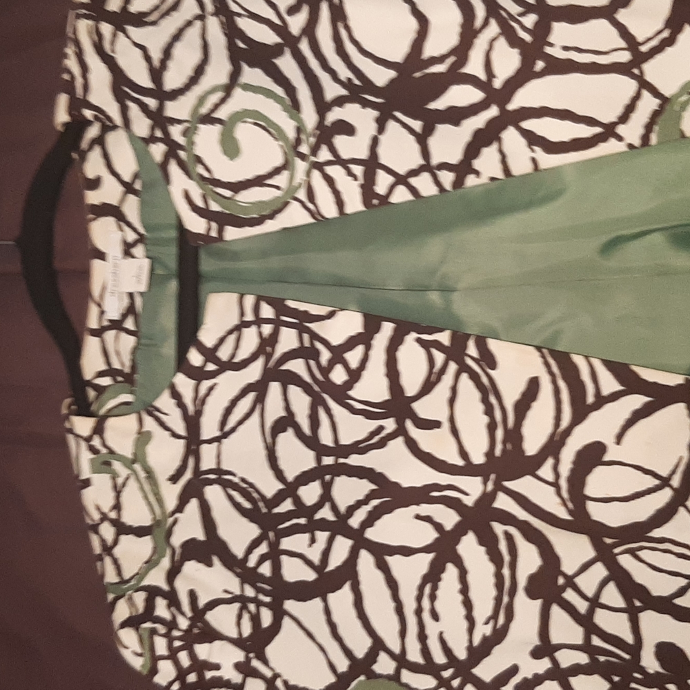 Brown and white short Jacket w/ lime trim